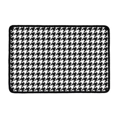 Black And White Houndstooth Print Kitchen Mat