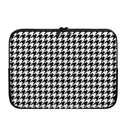 Black And White Houndstooth Print Laptop Sleeve