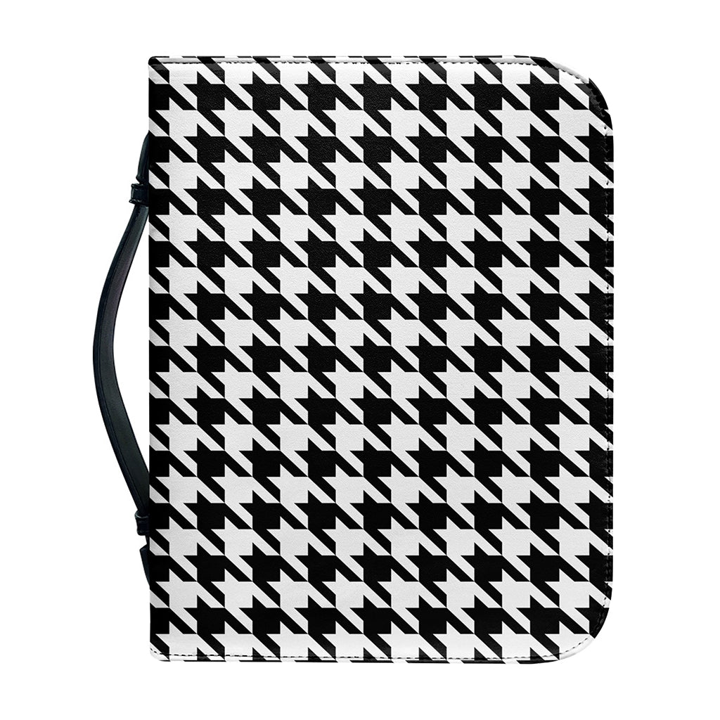 Black And White Houndstooth Print Leather Bible Cover