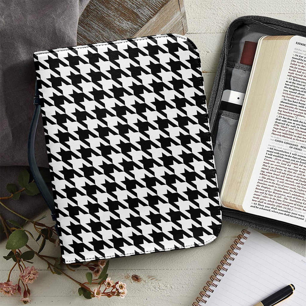 Black And White Houndstooth Print Leather Bible Cover