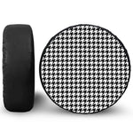 Black And White Houndstooth Print Leather Spare Tire Cover