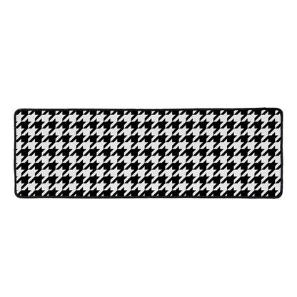 Black And White Houndstooth Print Long Kitchen Mat