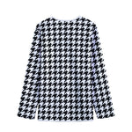 Black And White Houndstooth Print Long Sleeve Short Coat