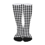Black And White Houndstooth Print Long Socks