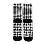 Black And White Houndstooth Print Long Socks