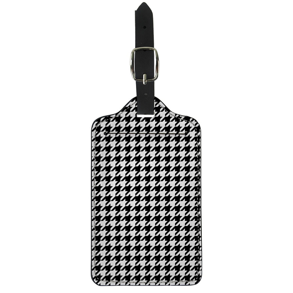 Black And White Houndstooth Print Luggage Tag