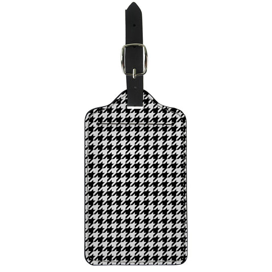 Black And White Houndstooth Print Luggage Tag