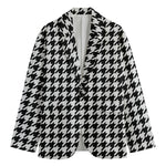 Black And White Houndstooth Print Men's Blazer