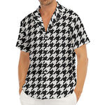 Black And White Houndstooth Print Men's Deep V-Neck Shirt