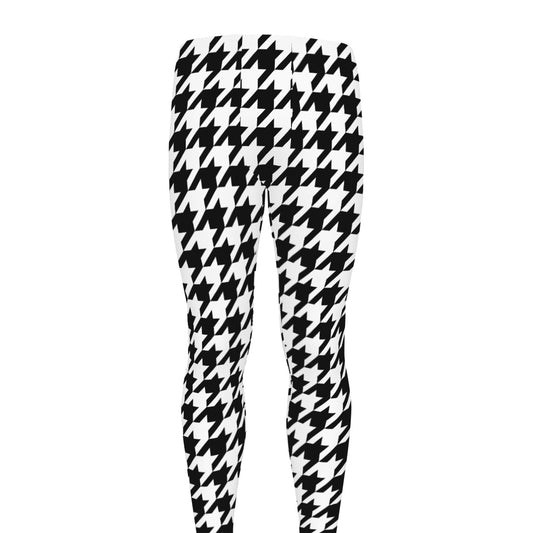 Black And White Houndstooth Print Men's leggings