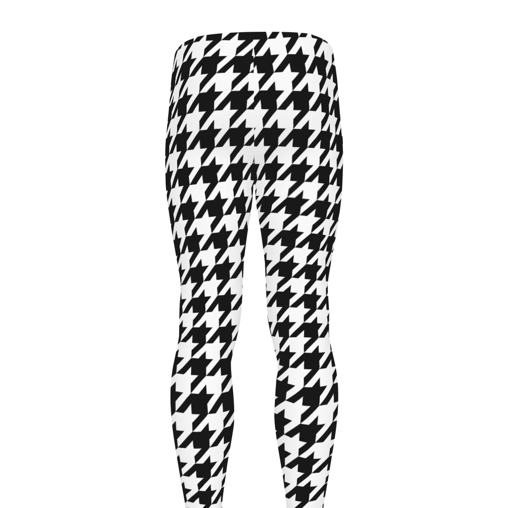 Black And White Houndstooth Print Men's leggings