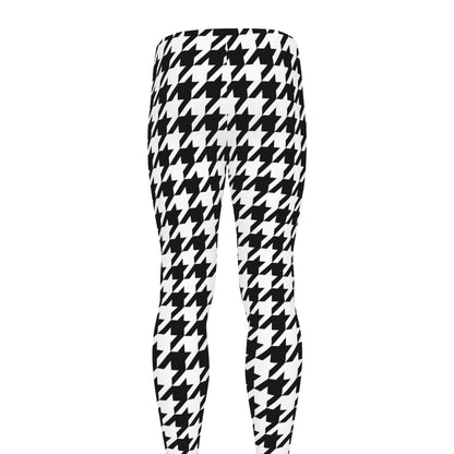 Black And White Houndstooth Print Men's leggings