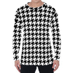 Black And White Houndstooth Print Men's Long Sleeve T-Shirt