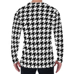 Black And White Houndstooth Print Men's Long Sleeve T-Shirt