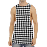 Black And White Houndstooth Print Men's Muscle Tank Top