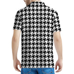 Black And White Houndstooth Print Men's Polo Shirt