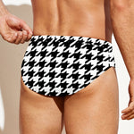 Black And White Houndstooth Print Men's Swim Briefs