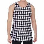 Black And White Houndstooth Print Men's Velvet Tank Top