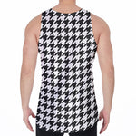 Black And White Houndstooth Print Men's Velvet Tank Top
