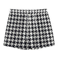 Black And White Houndstooth Print Mesh Shorts