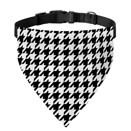 Black And White Houndstooth Print Over The Collar Dog Bandana
