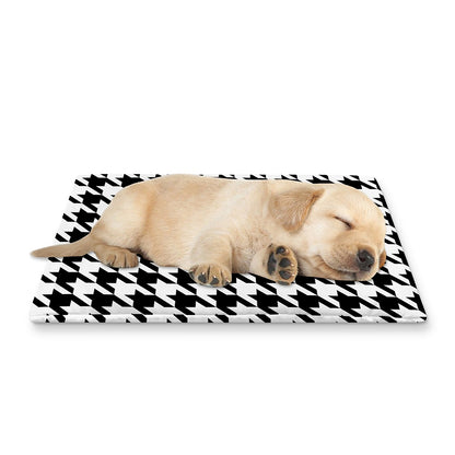 Black And White Houndstooth Print Pet Cooling Mat Cover