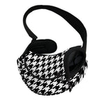 Black And White Houndstooth Print Pet Sling Carrier