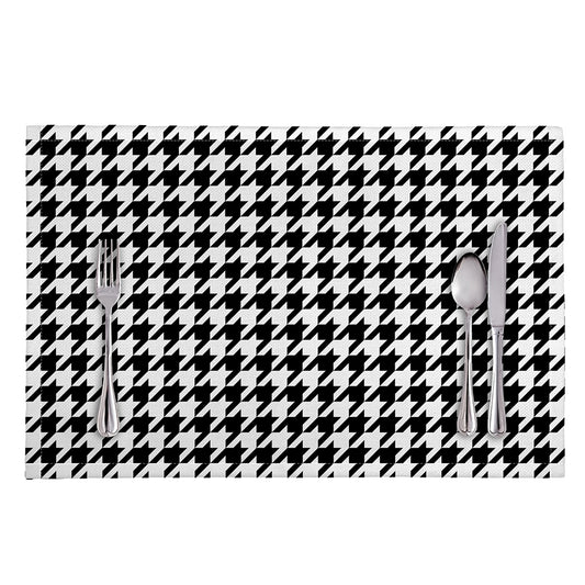 Black And White Houndstooth Print Placemat