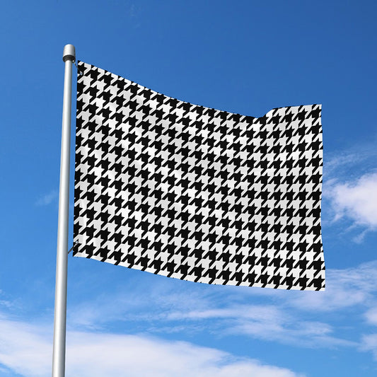 Black And White Houndstooth Print Polyester Flag