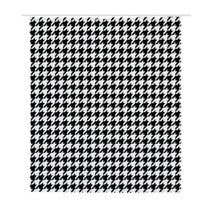 Black And White Houndstooth Print Polyester Shower Curtain