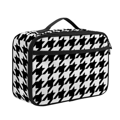 Black And White Houndstooth Print Portable Lunch Bag
