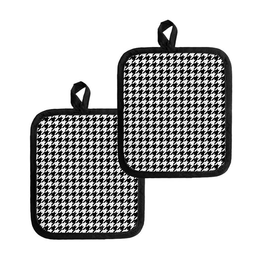 Black And White Houndstooth Print Pot Holders