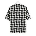 Black And White Houndstooth Print Rayon Hawaiian Shirt