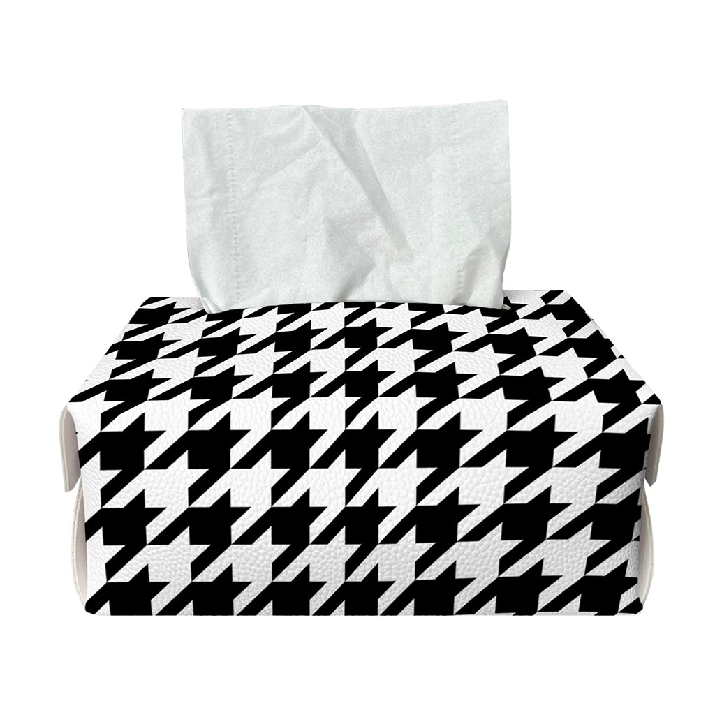 Black And White Houndstooth Print Rectangle Tissue Box Cover