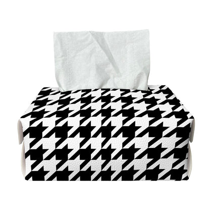 Black And White Houndstooth Print Rectangle Tissue Box Cover