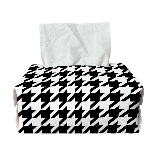 Black And White Houndstooth Print Rectangle Tissue Box Cover