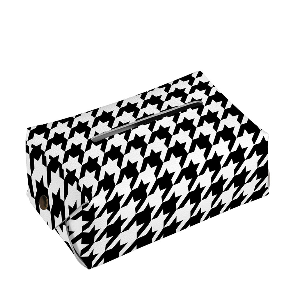 Black And White Houndstooth Print Rectangle Tissue Box Cover
