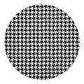 Black And White Houndstooth Print Round Blanket
