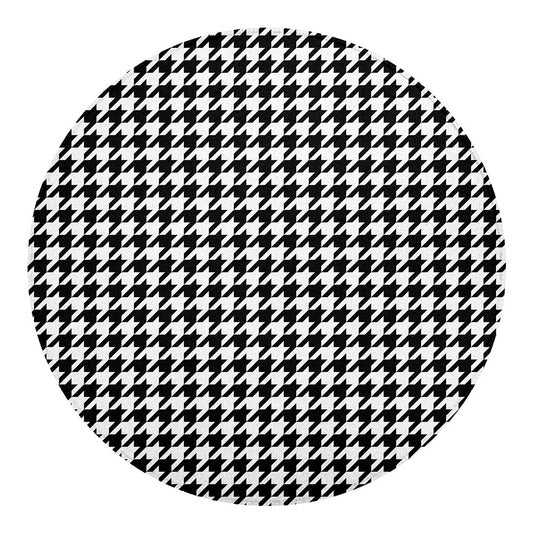 Black And White Houndstooth Print Round Blanket