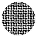 Black And White Houndstooth Print Round Floor Mat