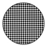 Black And White Houndstooth Print Round Floor Mat