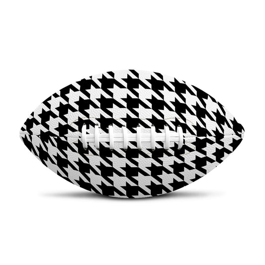 Black And White Houndstooth Print Rugby Ball