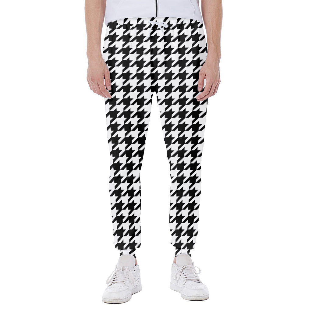 Black And White Houndstooth Print Scuba Joggers