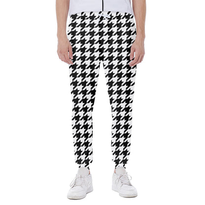 Black And White Houndstooth Print Scuba Joggers