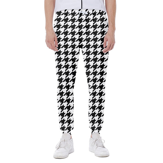 Black And White Houndstooth Print Scuba Joggers