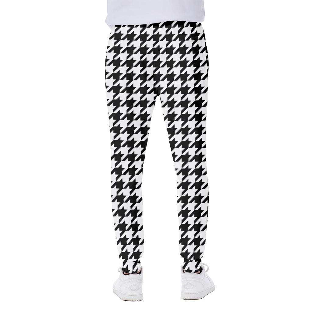 Black And White Houndstooth Print Scuba Joggers