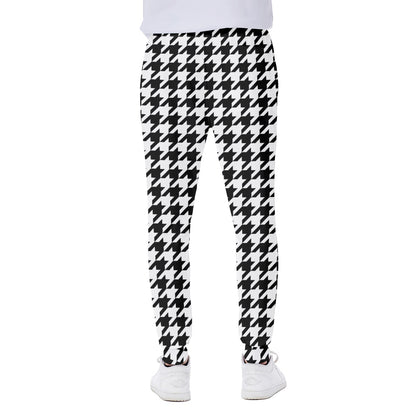 Black And White Houndstooth Print Scuba Joggers