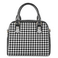 Black And White Houndstooth Print Shoulder Handbag