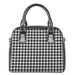 Black And White Houndstooth Print Shoulder Handbag