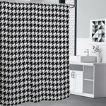 Black And White Houndstooth Print Shower Curtain